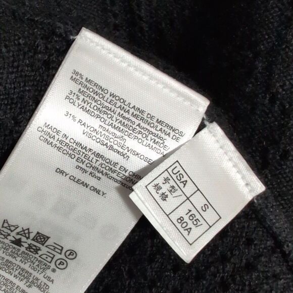 Brooks Brothers cardigan size Small black wool blend belted pointelle tunic - Picture 4 of 7